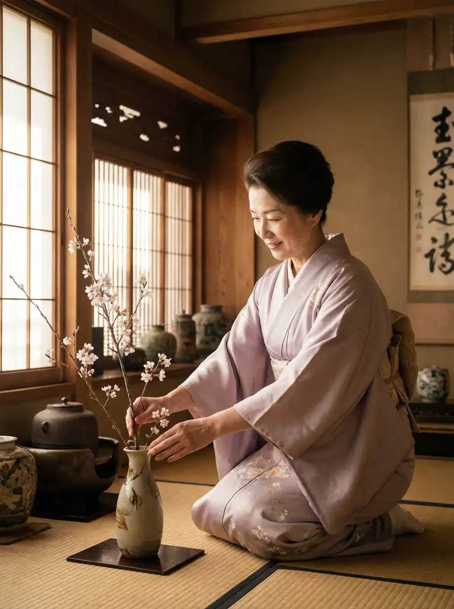 一位优雅的 每日黑料_每日黑料深度揭秘 | 自媒体视角每日黑料精选 在和室中插花